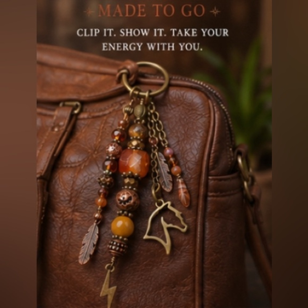 Carnelian, Tigers Eye & Jasper | Horse Feather Keychain Charm